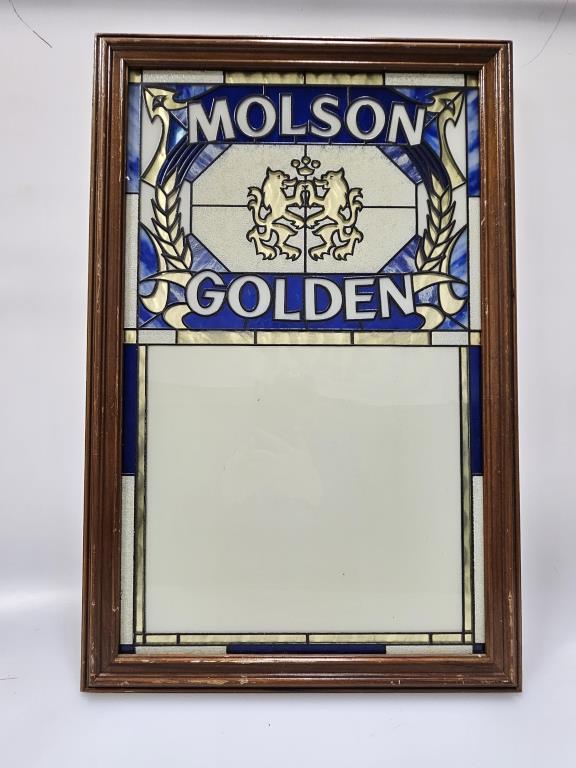 Molson Golden Stained Glass Menu Board Mirror