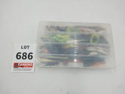 Tackle tray of assorted soft plastic lures