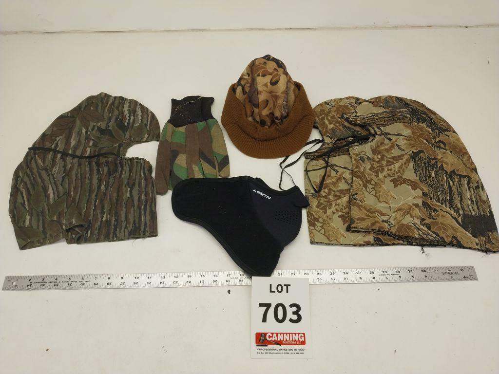 Hunting masks, hat, and gloves