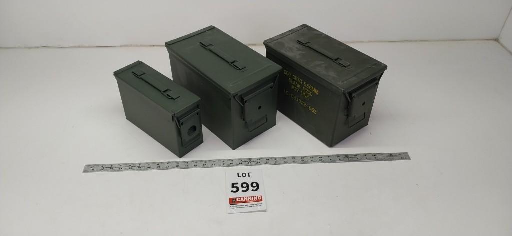 3 metal ammo boxes