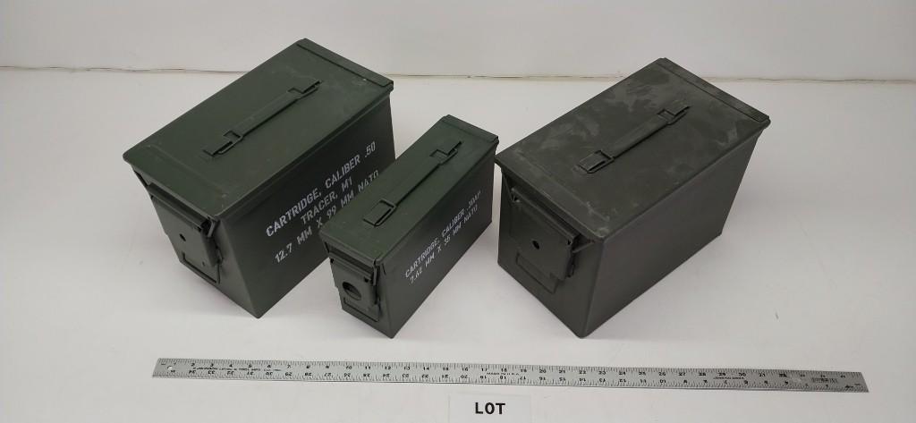 3 metal ammo boxes