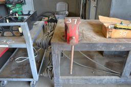STEEL WORK TABLE, VISE & DUAL BENCH GRINDER