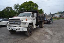 "1984 FORD SINGLE AXLE DUMP TRUCK W/V-8 GAS ENGINE W/5 & 2 SPEED TRANS