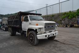 "1984 FORD SINGLE AXLE DUMP TRUCK W/V-8 GAS ENGINE W/5 & 2 SPEED TRANS