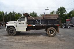 "1984 FORD SINGLE AXLE DUMP TRUCK W/V-8 GAS ENGINE W/5 & 2 SPEED TRANS