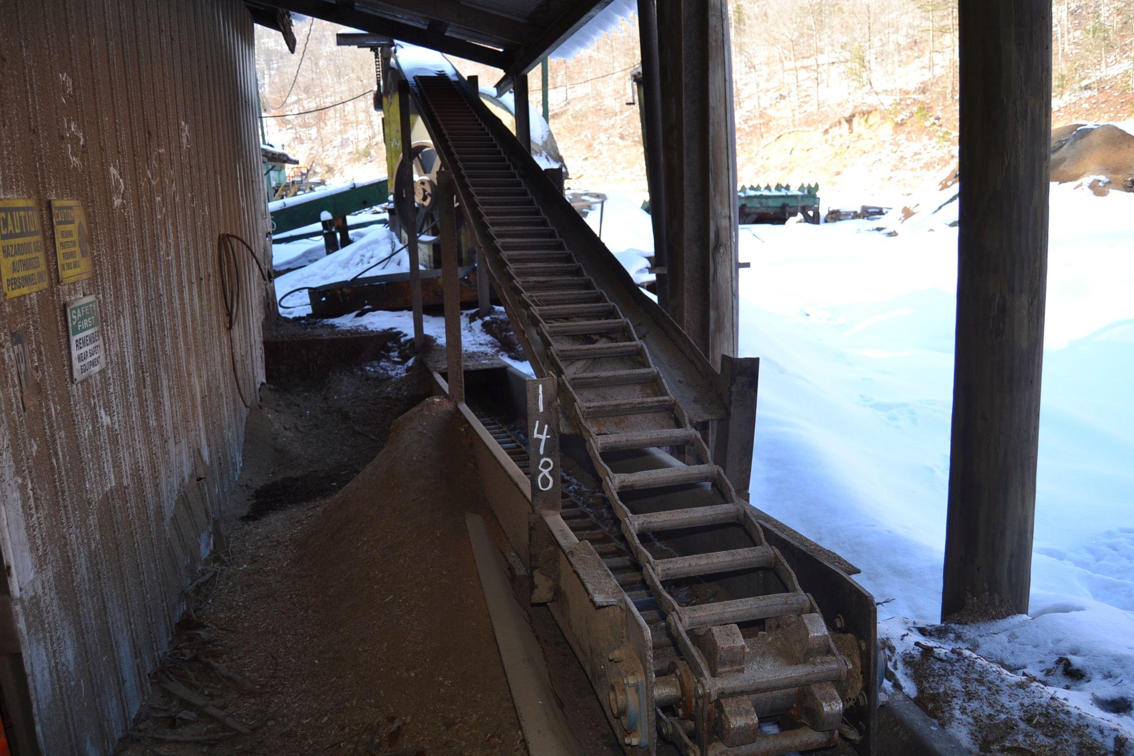 22' ALL STEEL WASTE CONVEYOR W/ 110 LADDER BACK CHAIN W/ DRIVE COME FROM UNDER CHIPPER