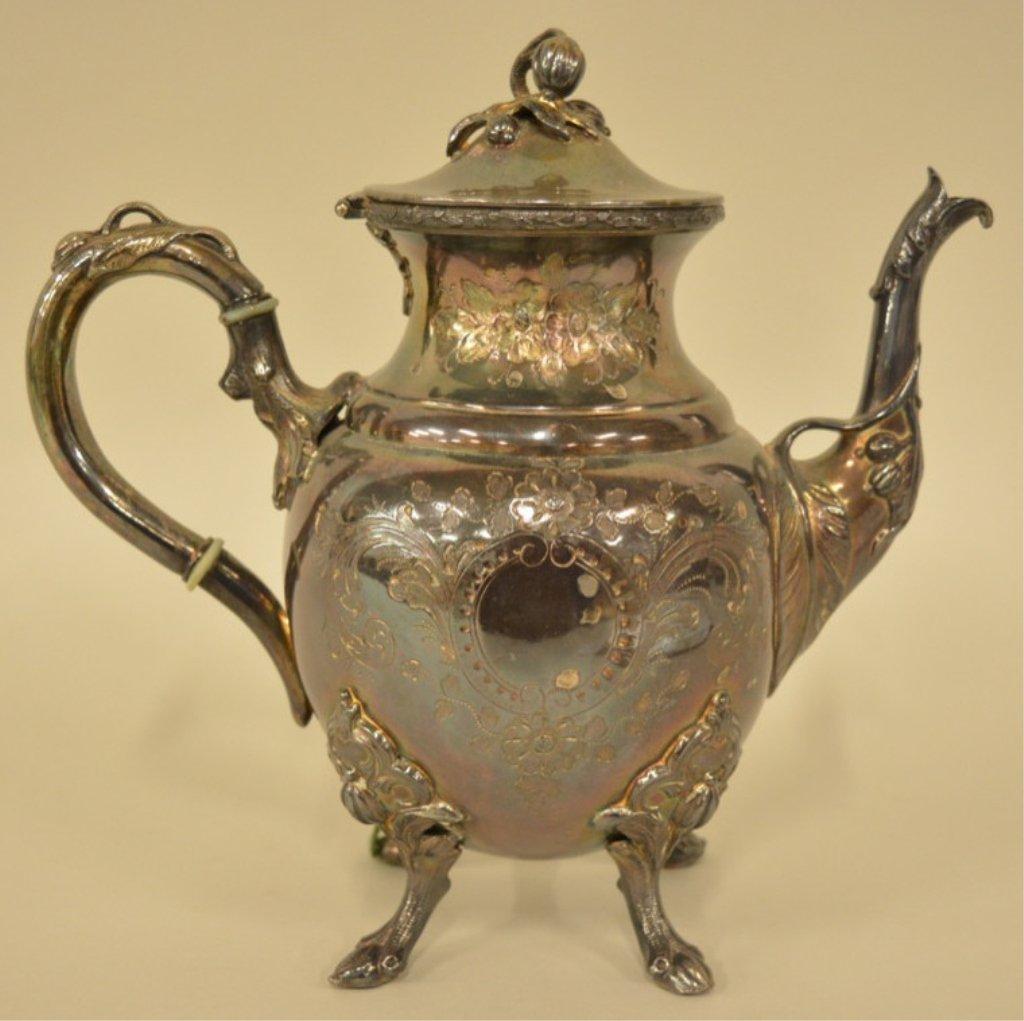 Victorian J.F. Curran Extra Plate Footed Teapot