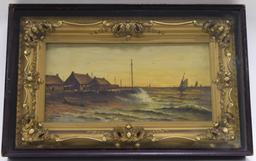 B. Kent Oceanside Scene Oil On Canvas Painting