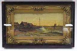 B. Kent Oceanside Scene Oil On Canvas Painting