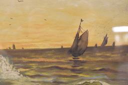 B. Kent Oceanside Scene Oil On Canvas Painting