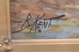 B. Kent Oceanside Scene Oil On Canvas Painting