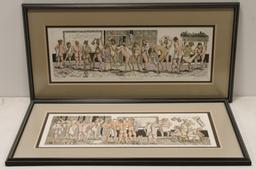 (2) Enid Groves People In Locker Room Lithographs
