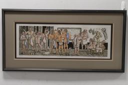(2) Enid Groves People In Locker Room Lithographs