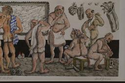 (2) Enid Groves People In Locker Room Lithographs