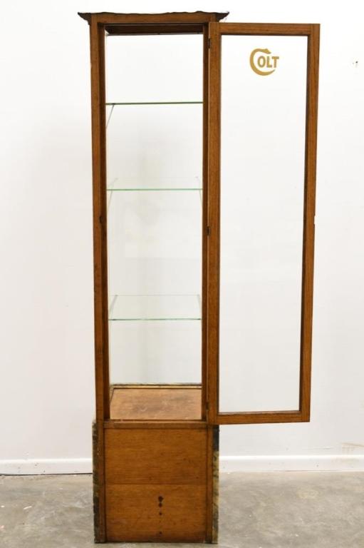Colt Small Arms Store Display Oak Cabinet