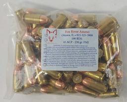 100 Rounds Fox River Ammo .45 ACP Cartridges