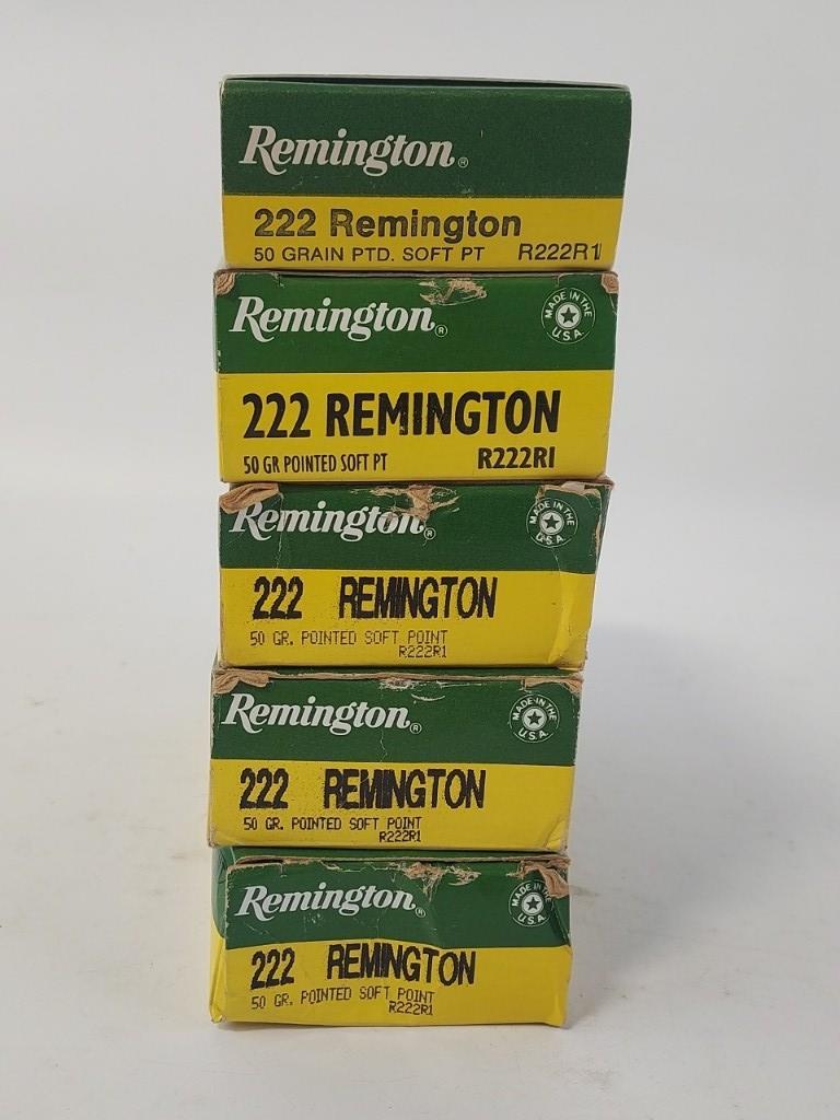100 Rounds Remington .222 Rem. Cartridges In Boxes