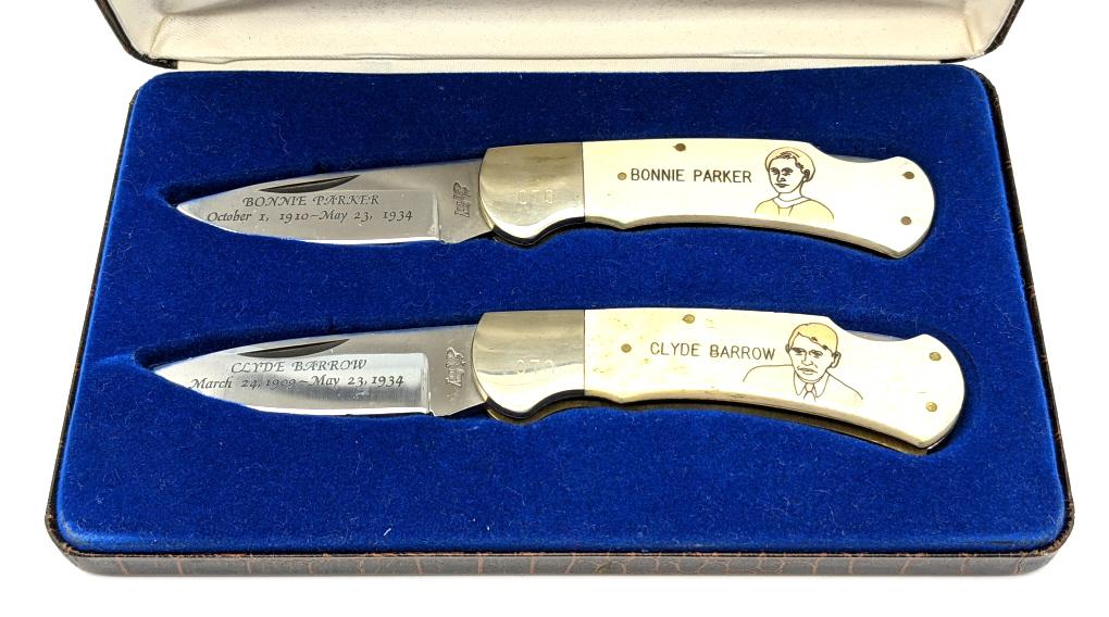 Lmtd Bonnie Parker & Clyde Barrow Knife Set w Case