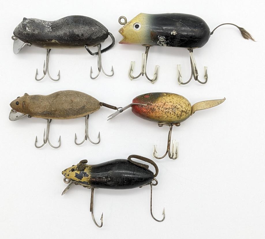 (5) Various Brand Antique Mouse Style Fishing Lure