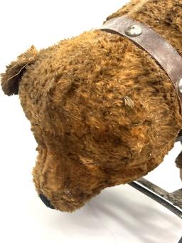 Antique Ride-On Plush Teddy Bear Child's Toy