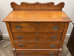 Antique Mid-Century Engraved Dresser