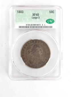 1803 U.S. Draped Bust Half Dollar CAC XF 40