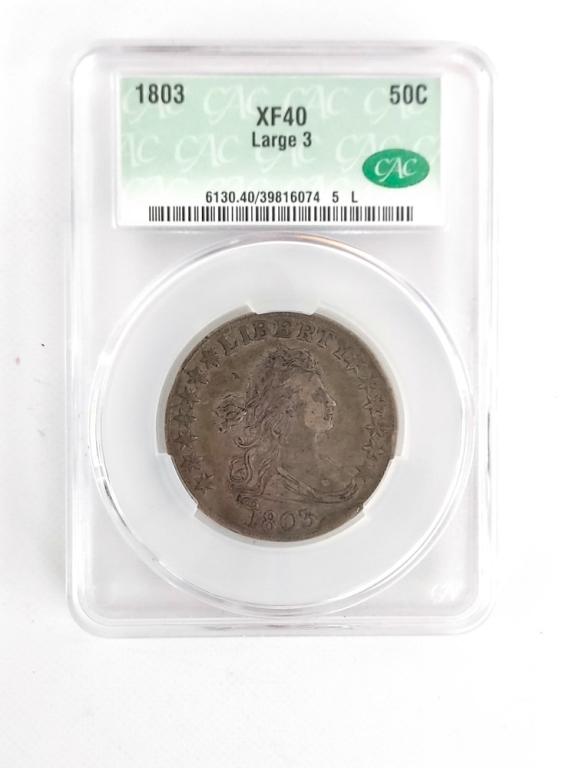 1803 U.S. Draped Bust Half Dollar CAC XF 40