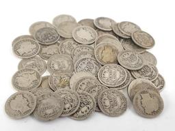 $5.20 Face Value 90% Silver Barber Dimes