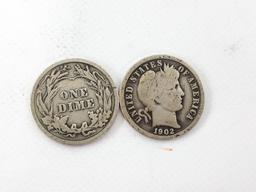 $5.20 Face Value 90% Silver Barber Dimes