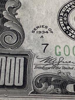 1934 A $1000 U.S. Federal Reserve Note