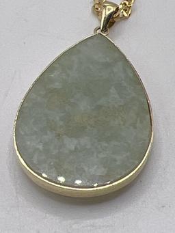 14K Yellow Gold Chain with Jade Pendant