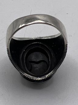 Sterling Silver and Onyx Apple Men's Ring