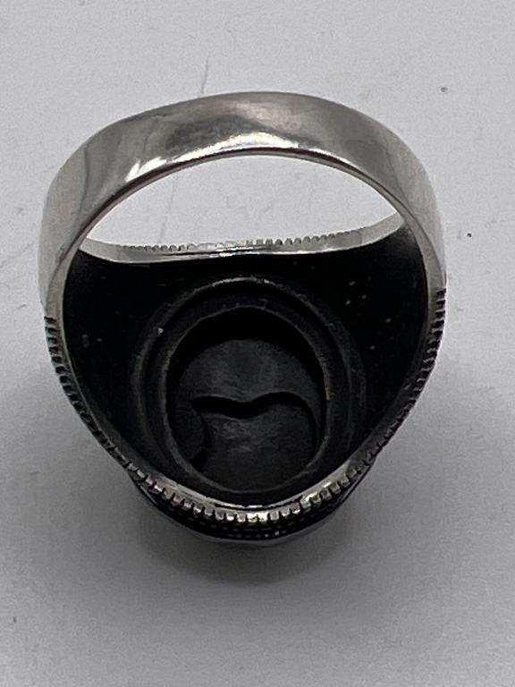 Sterling Silver and Onyx Apple Men's Ring
