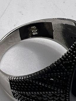 Sterling Silver and Onyx Apple Men's Ring