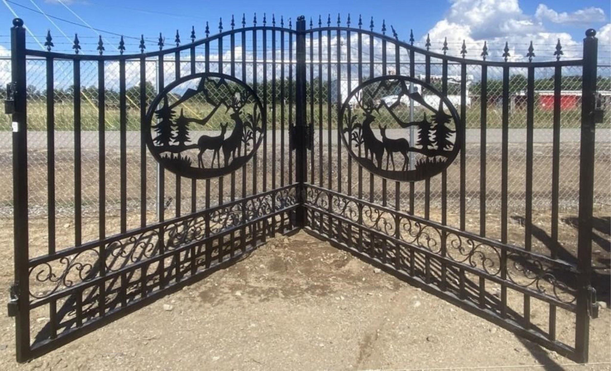20' Bi-Parting Wrought Iron Gate, 91"H