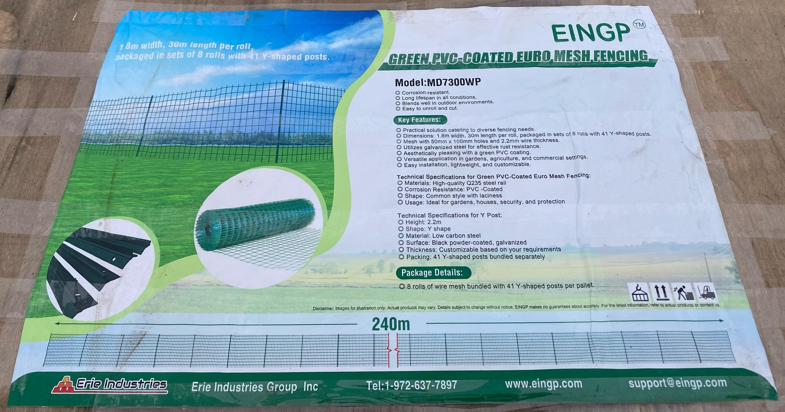 EINGP Green PVC-Coated Euro Mesh Fencing