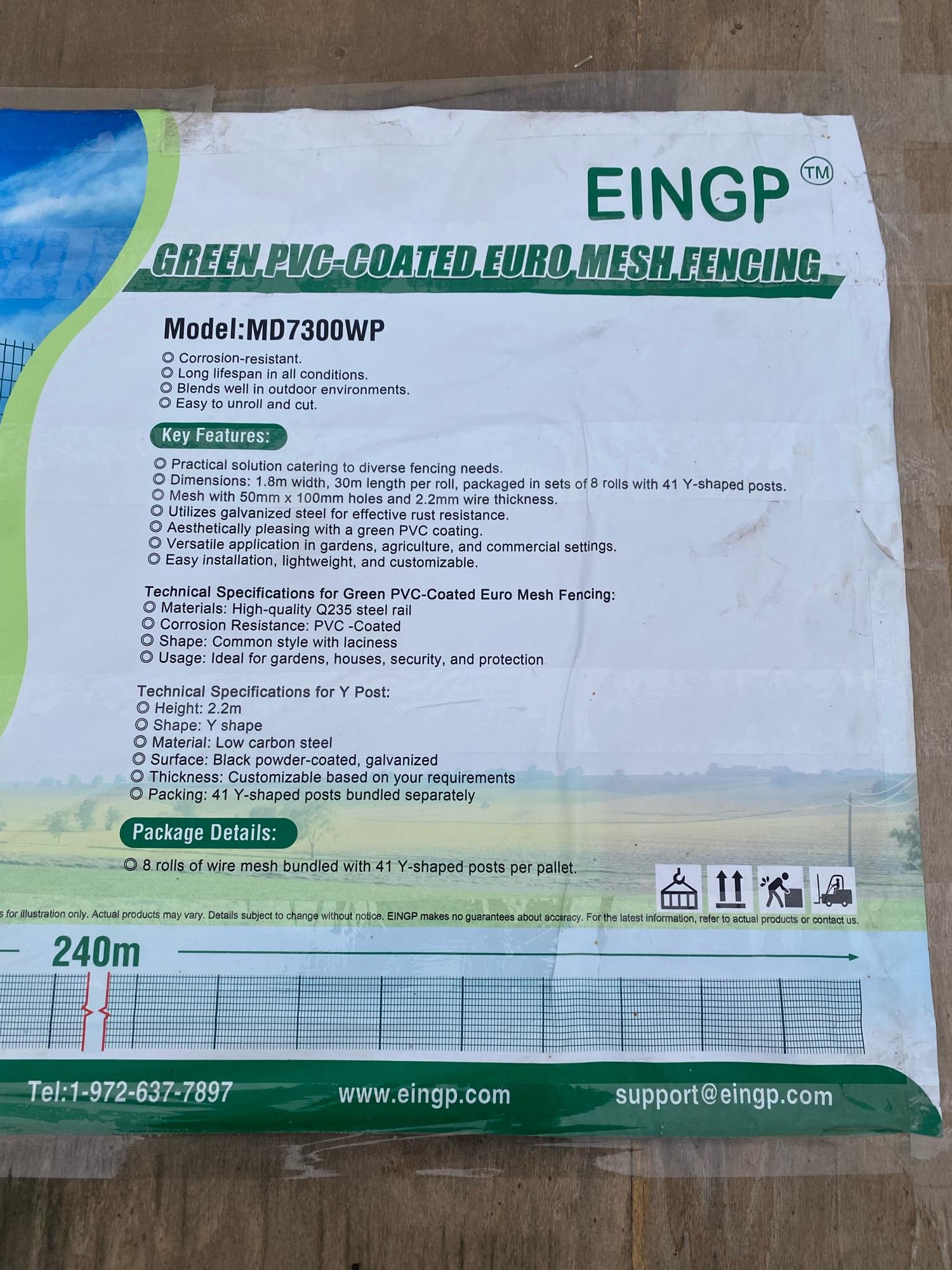 EINGP Green PVC-Coated Euro Mesh Fencing