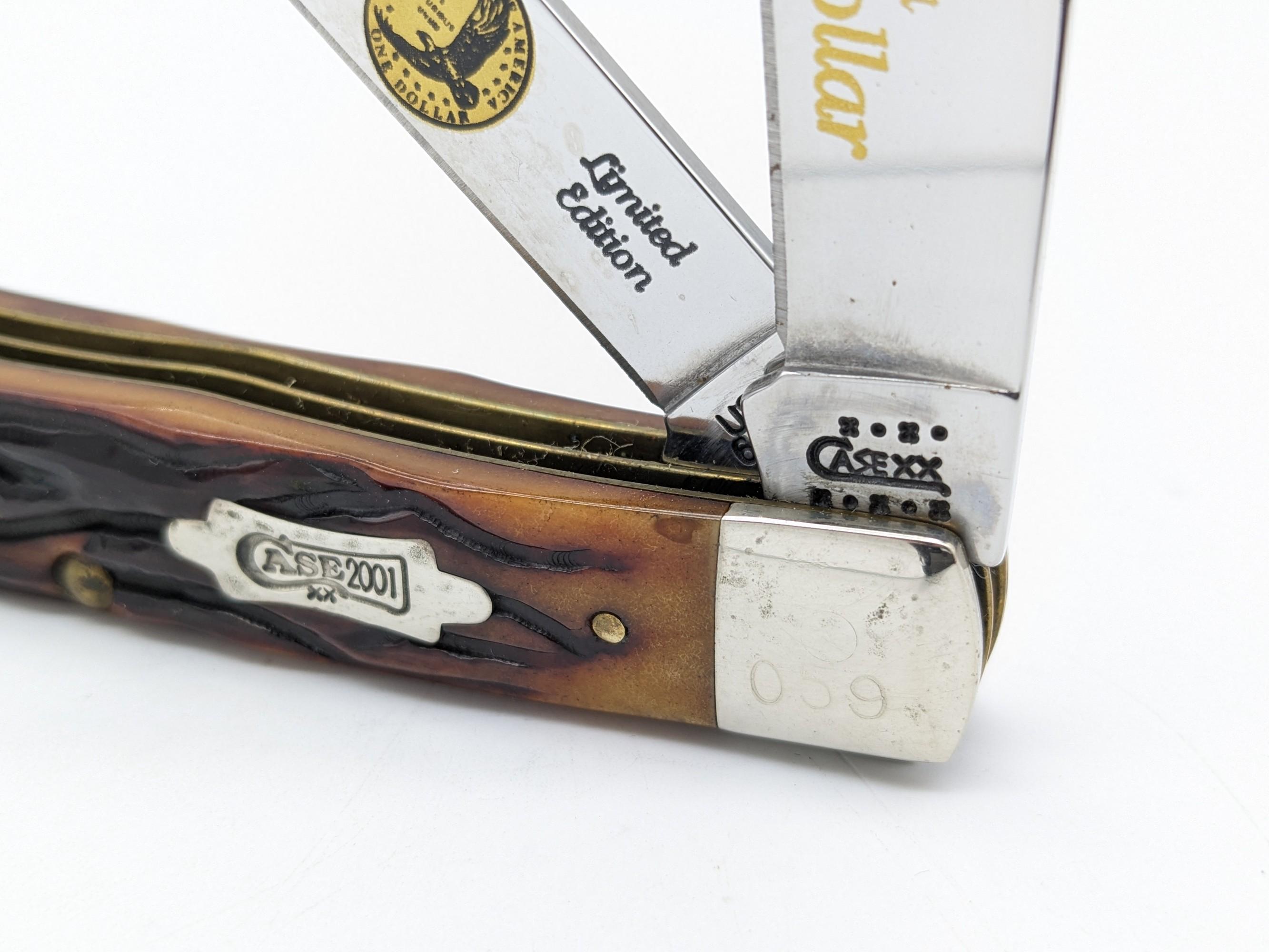 Ltd 2001 Case XX Sacagawea Golden Dollar Worm Groove Jig Bone Trapper 6254