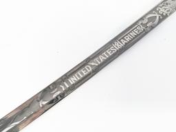 Named US Marine Corps Mameluke Style Officer Dress Sword w/ Scabbard & Case