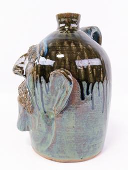 9-1/2in Dal Burtachell Multi Glaze Face Jug