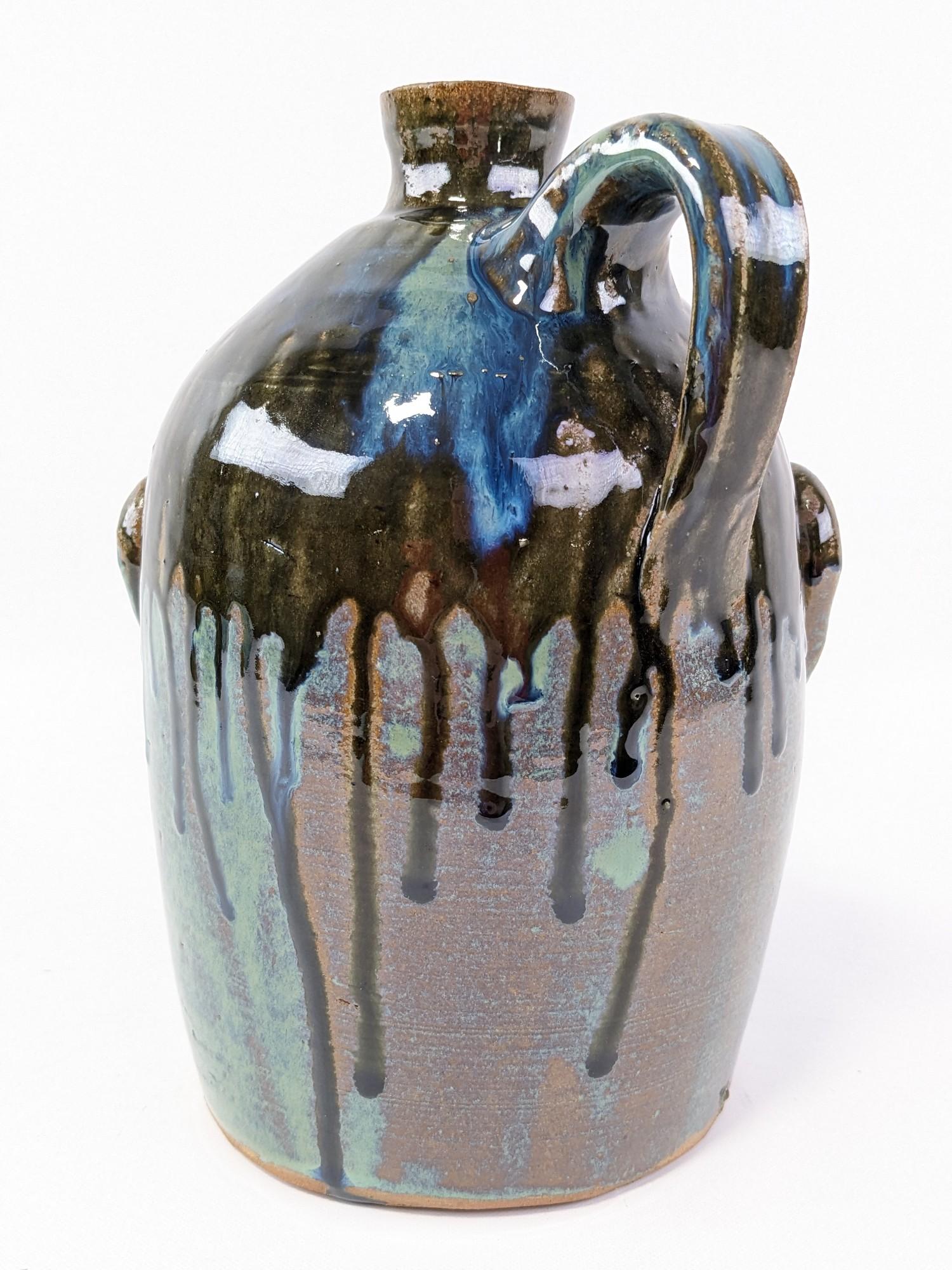 9-1/2in Dal Burtachell Multi Glaze Face Jug