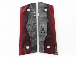 Custom Maple & Red Glitter Acrylic 1911 Full Size Grips