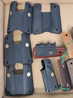 (13) Colt 1911 Checkered Wood & Rubber Full Size Grips