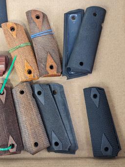 (13) Colt 1911 Checkered Wood & Rubber Full Size Grips