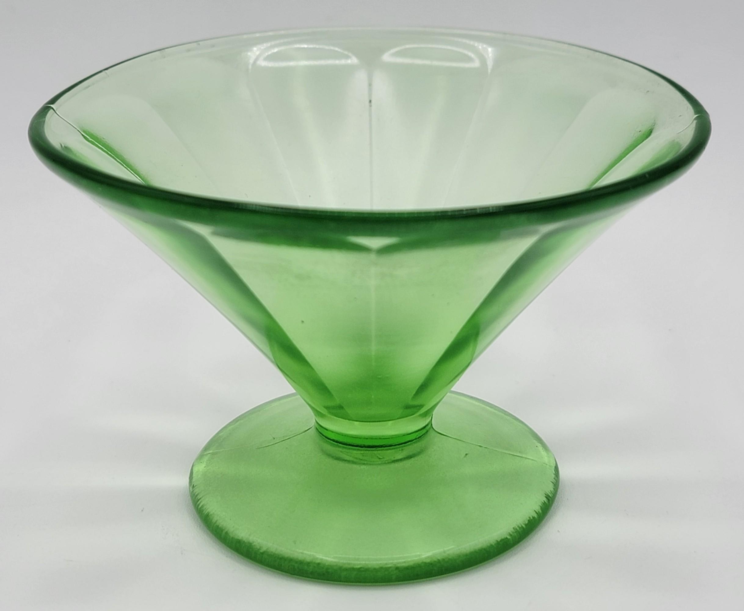 13 Pc. Federal Block Optic Uranium Depression Glass Sherbets