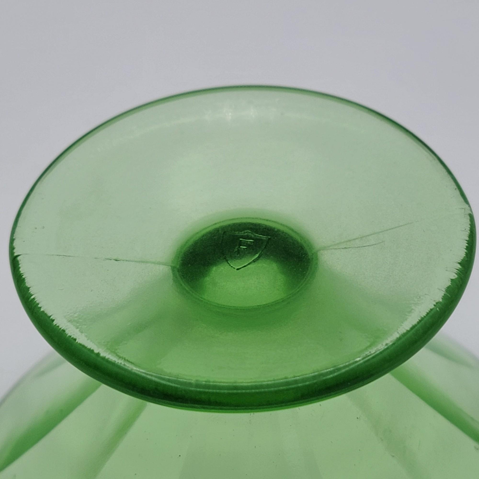 13 Pc. Federal Block Optic Uranium Depression Glass Sherbets