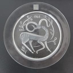 1968 & 1969 Lalique Crystal Annual Plates NIB