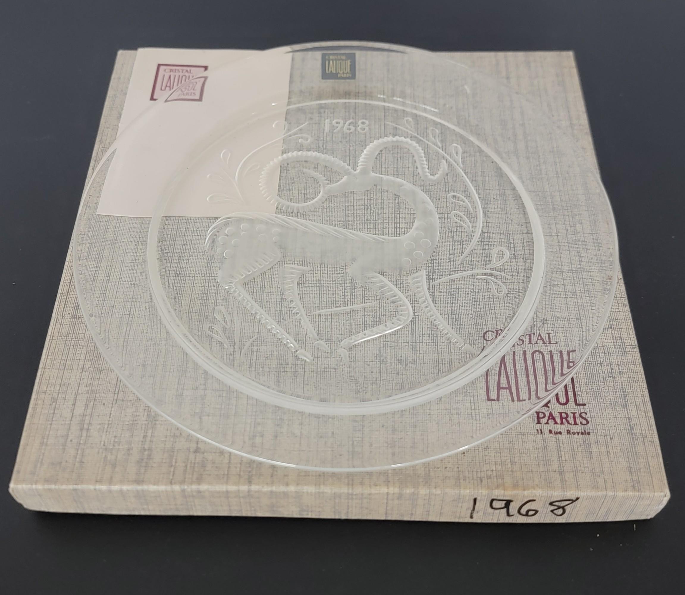 1968 & 1969 Lalique Crystal Annual Plates NIB