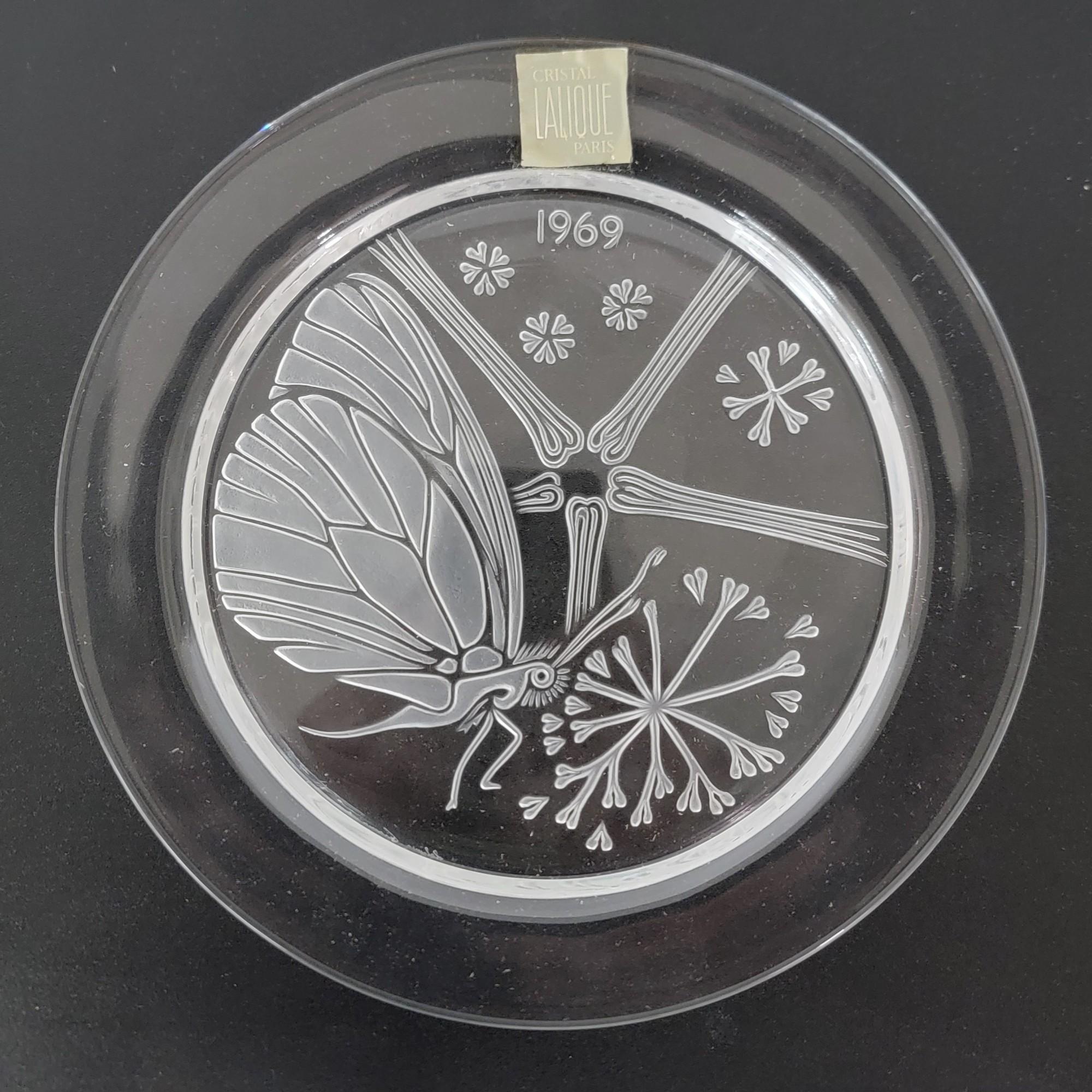 1968 & 1969 Lalique Crystal Annual Plates NIB