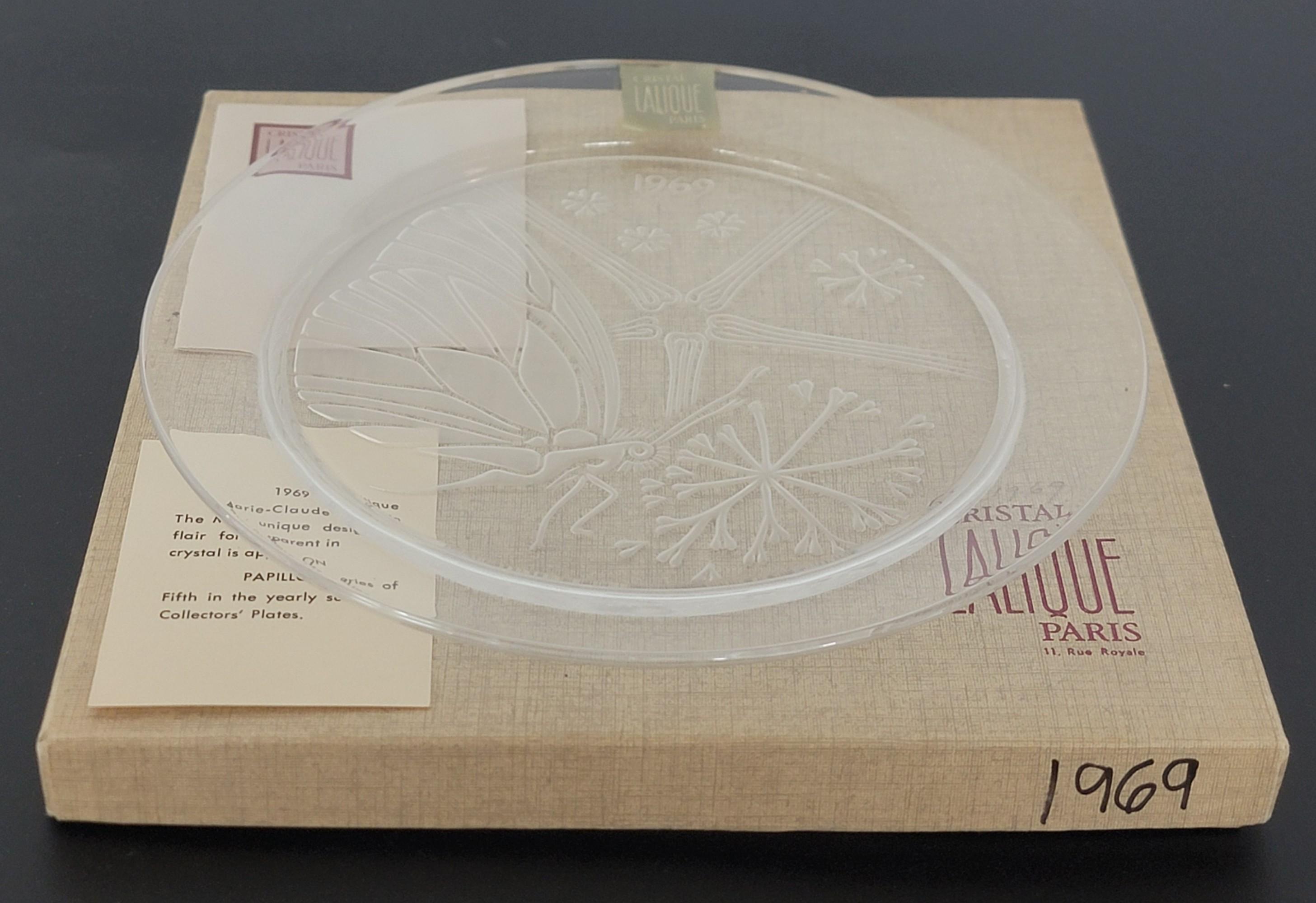 1968 & 1969 Lalique Crystal Annual Plates NIB
